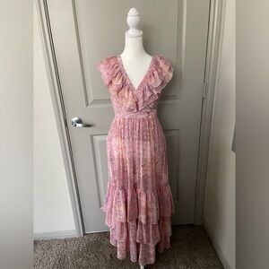 Free People Pink Ruffled Tiered Maxi Dress